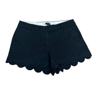 J. Crew Re-imagined 100% Cotton Black Scalloped Women's Shorts Size 10